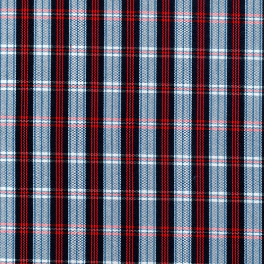Tela para uniforme polidacron escocés azul, negro y rojo, diseño tartán; ideal para uniformes escolares e institucionales SchoolLine