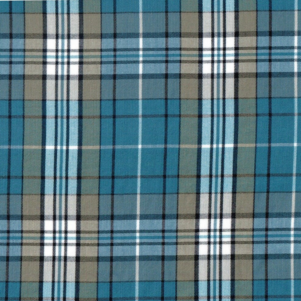 Tela escocés a cuadros azules y beige para uniformes escolares, polidacron de SchoolLine.