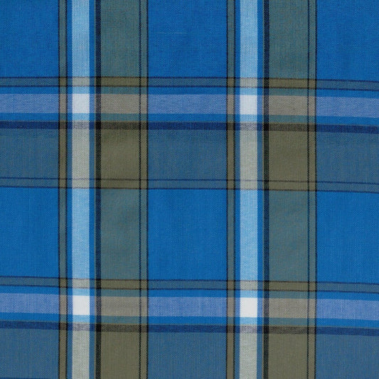 Tela polidacron escocés SchoolLine en azul y verde con cuadros tartán, ideal para uniformes escolares.