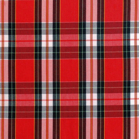 Tela escocesa tartán rojo con rayas negras y rosadas; ideal para uniformes escolares e institucionales SchoolLine