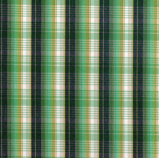 Tela para uniforme polidacron escocés verde, negro y crema; plaid clásico para uniformes escolares e institucionales SchoolLine