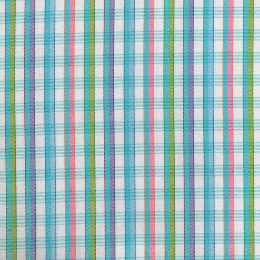 Tela para uniforme polidacron escocés de SchoolLine azul, verde y rosa con cuadros; ideal para uniformes escolares e institucionales