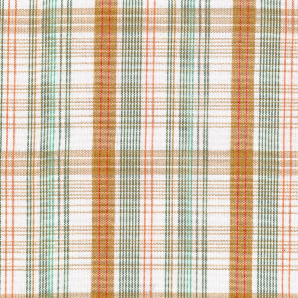 Tela de uniforme polidacron escocés a cuadros multicolor (beige, verde y rojo) para uniformes escolares SchoolLine