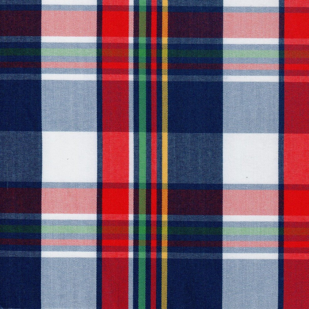 Tela polidacron tartán escocés SchoolLine en azul, rojo y verde para uniformes escolares e institucionales