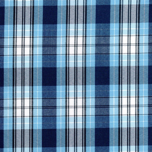 Tela escocés azul mezcla tartán, patrón en azules para uniformes escolares institucionales SchoolLine