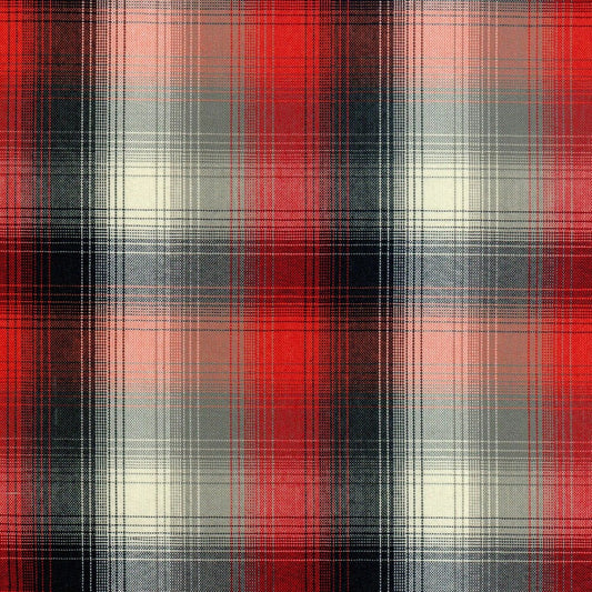 Tela de uniforme polidacron escocés SchoolLine en rojo, negro y crema; tela a cuadros para uniformes escolares e institucionales.