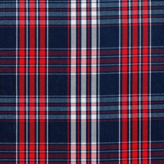 Tela para uniforme polidacron escocés azul marino y rojo, ideal para uniformes escolares e institucionales - SchoolLine