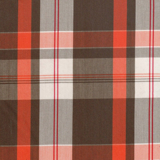 Tela para uniforme polidacron escocés en tonos marrón, rojo y crema; ideal para uniformes escolares e institucionales SchoolLine