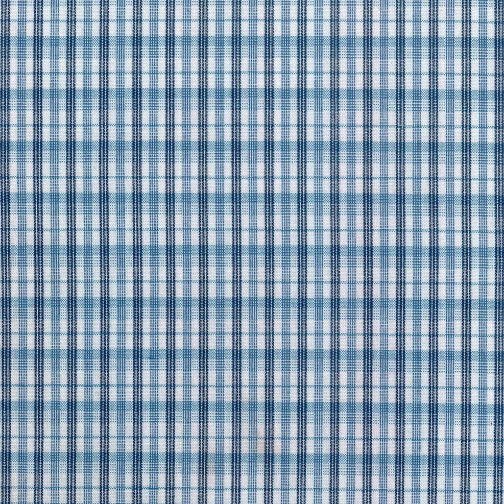 Tela para uniforme polidacron escocés azul y blanco, SchoolLine; apta para uniformes escolares e institucionales.