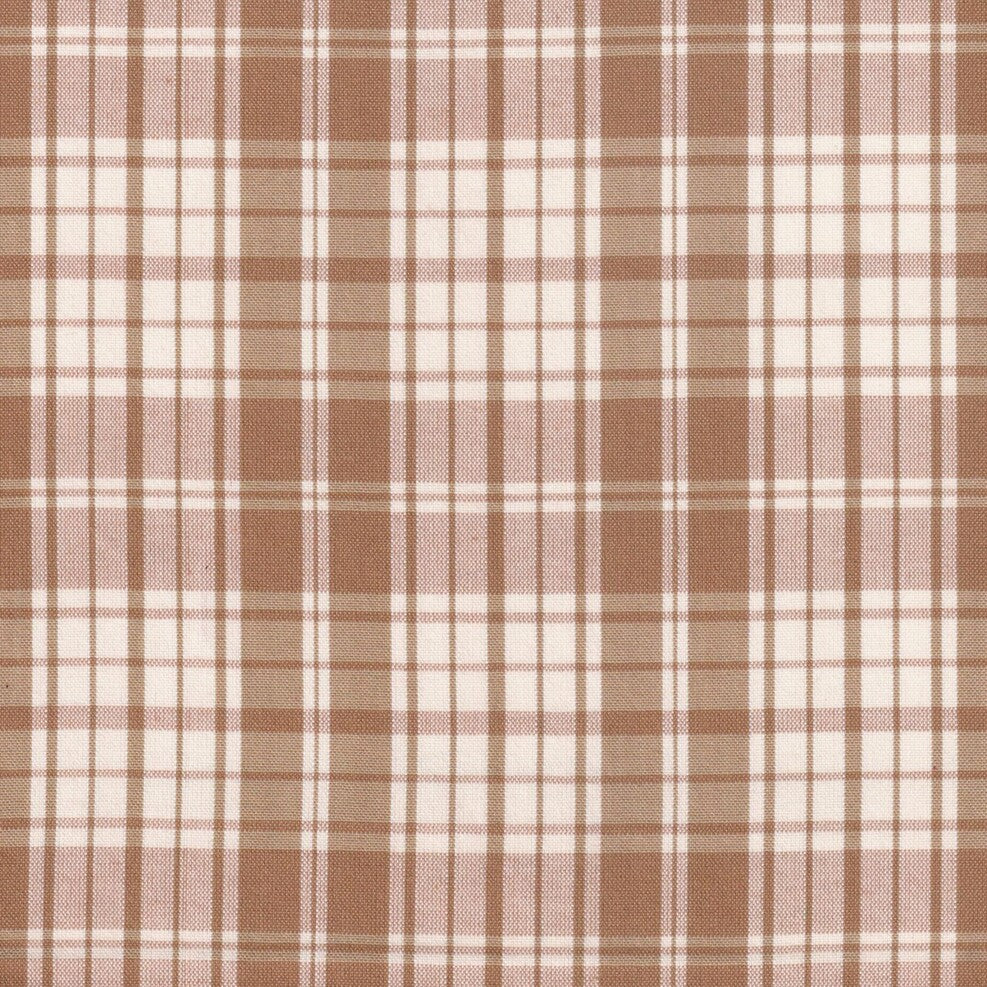 Tela de uniforme polidacron escocés 06003106 de SchoolLine, tejido a cuadros marrón y beige para uniformes escolares.