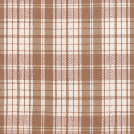 Tela de uniforme polidacron escocés 06003106 de SchoolLine, tejido a cuadros marrón y beige para uniformes escolares.