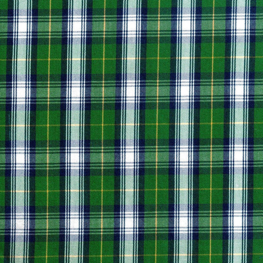 Tela polidacron escocés en verde, azul y blanco con líneas finas; ideal para uniformes escolares e institucionales SchoolLine.