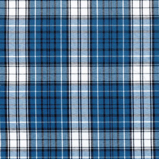 Tela polidacron escocés azul y blanco; diseño plaid ideal para uniformes escolares e institucionales de SchoolLine