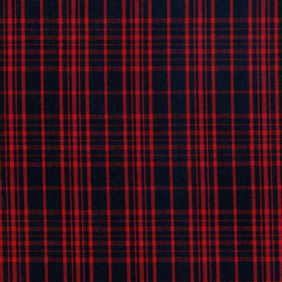 Tela para uniforme polidacron escocés en azul marino con cuadros rojos; tartán, SchoolLine