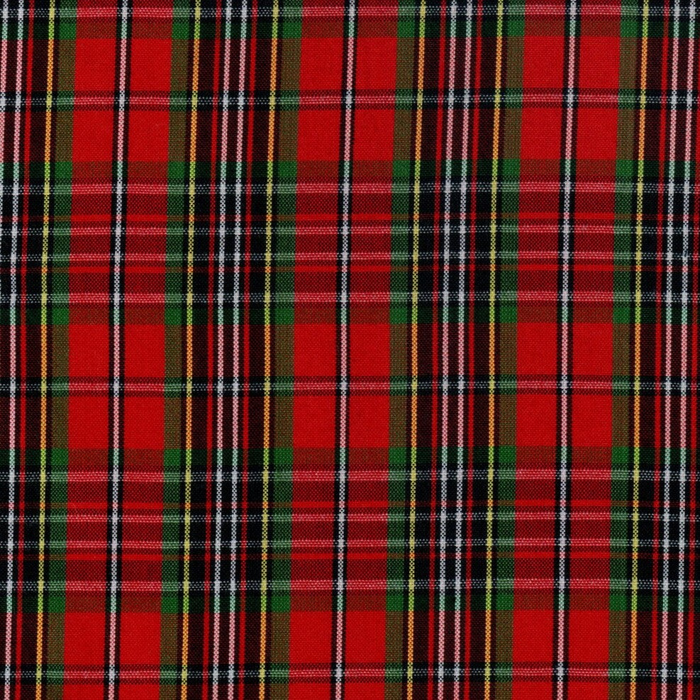 Tela para uniforme polidacron escocés de SchoolLine, tela a cuadros rojos y verdes para uniformes escolares.