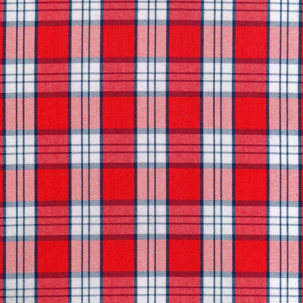 Tela para uniforme polidacron escocés roja y blanca con líneas azules, tejido a cuadros, SchoolLine