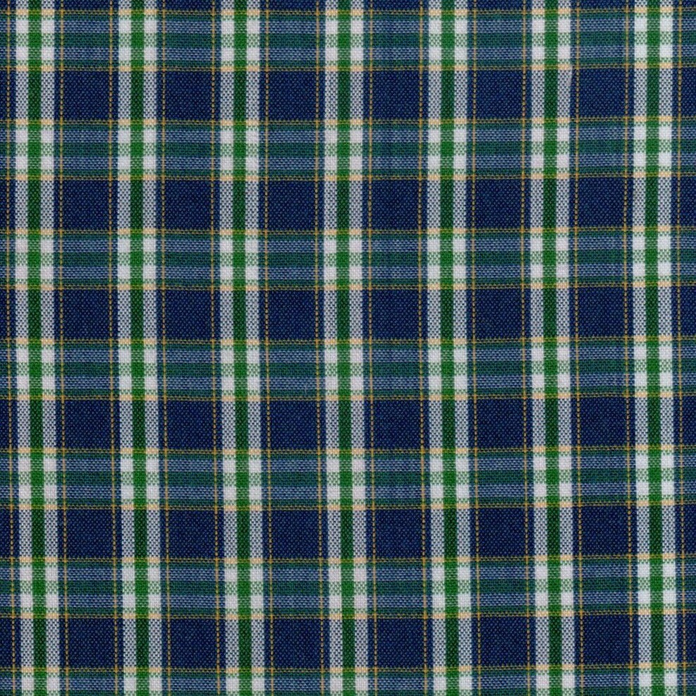 Tela para uniforme escocés azul marino, verde y blanco de SchoolLine; ideal para uniformes escolares e institucionales.