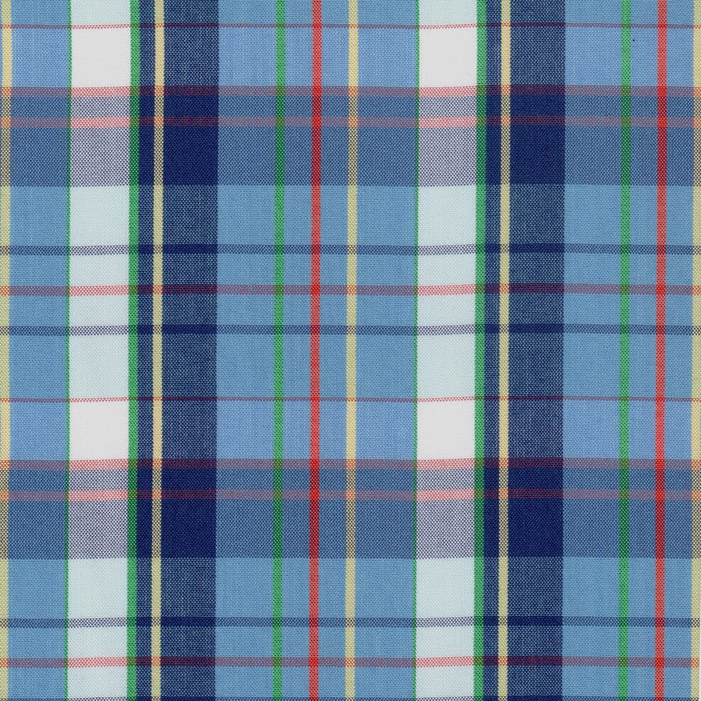 Tela para uniforme polidacron escocés azul con cuadros verde, rojo y amarillo; ideal para uniformes escolares e institucionales SchoolLine