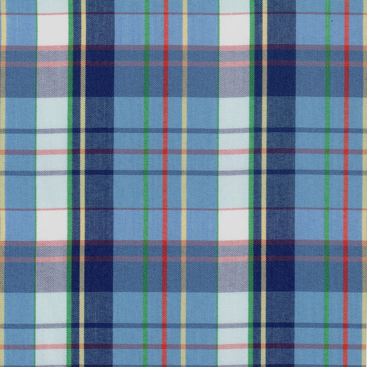 Tela para uniforme polidacron escocés azul con cuadros verde, rojo y amarillo; ideal para uniformes escolares e institucionales SchoolLine