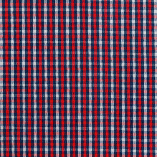 Tela para uniforme polidacron escocés: cuadros rojo, azul marino y blanco; uso en uniformes escolares SchoolLine
