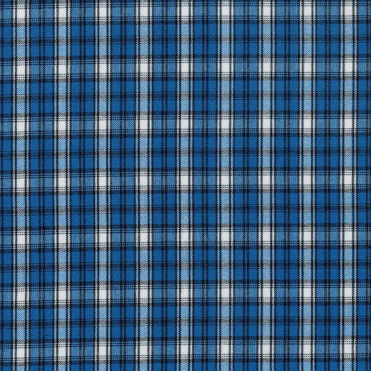 Tela polidacron escocés azul y blanco en tartán, ideal para uniformes escolares e institucionales. SchoolLine