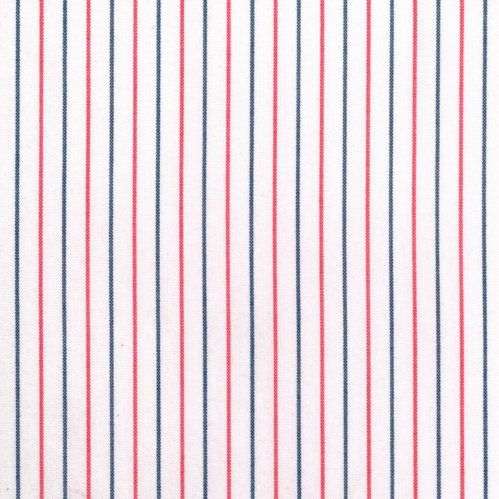 Tela para uniforme polidacron escocés: rayas verticales azul marino y rojo sobre blanco, ideal para uniformes escolares e institucionales – SchoolLine