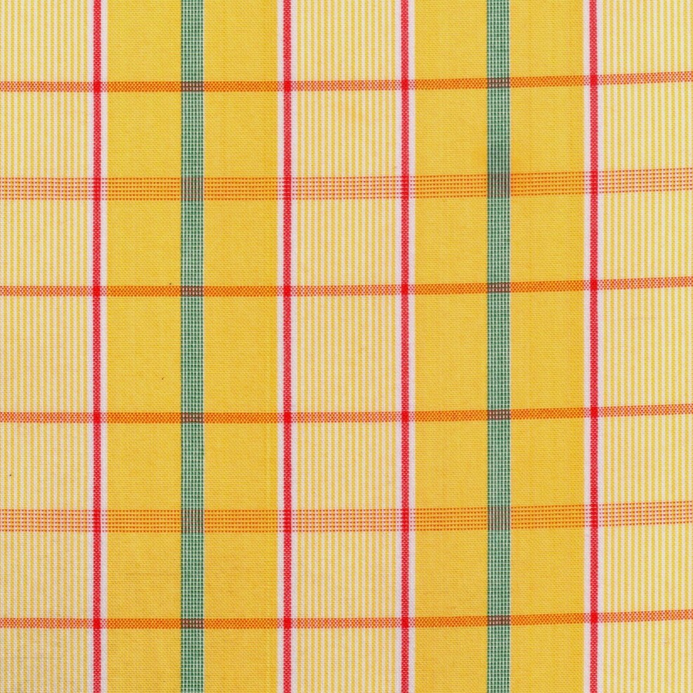 Tela para uniforme polidacron escocés amarilla con cuadros verde y rojo; tela escolar institucional SchoolLine