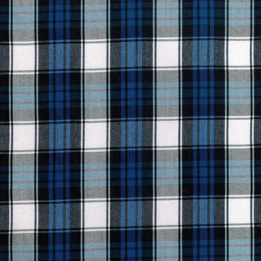 Tela polidacron escocés azul, negro y gris; tela a cuadros tartán para uniformes escolares e institucionales SchoolLine
