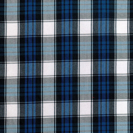 Tela polidacron escocés azul, negro y gris; tela a cuadros tartán para uniformes escolares e institucionales SchoolLine