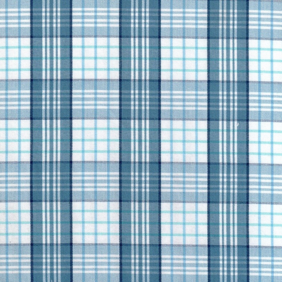 Tela para uniforme escocés azul y blanco en tartán, SchoolLine para uniformes escolares e institucionales.