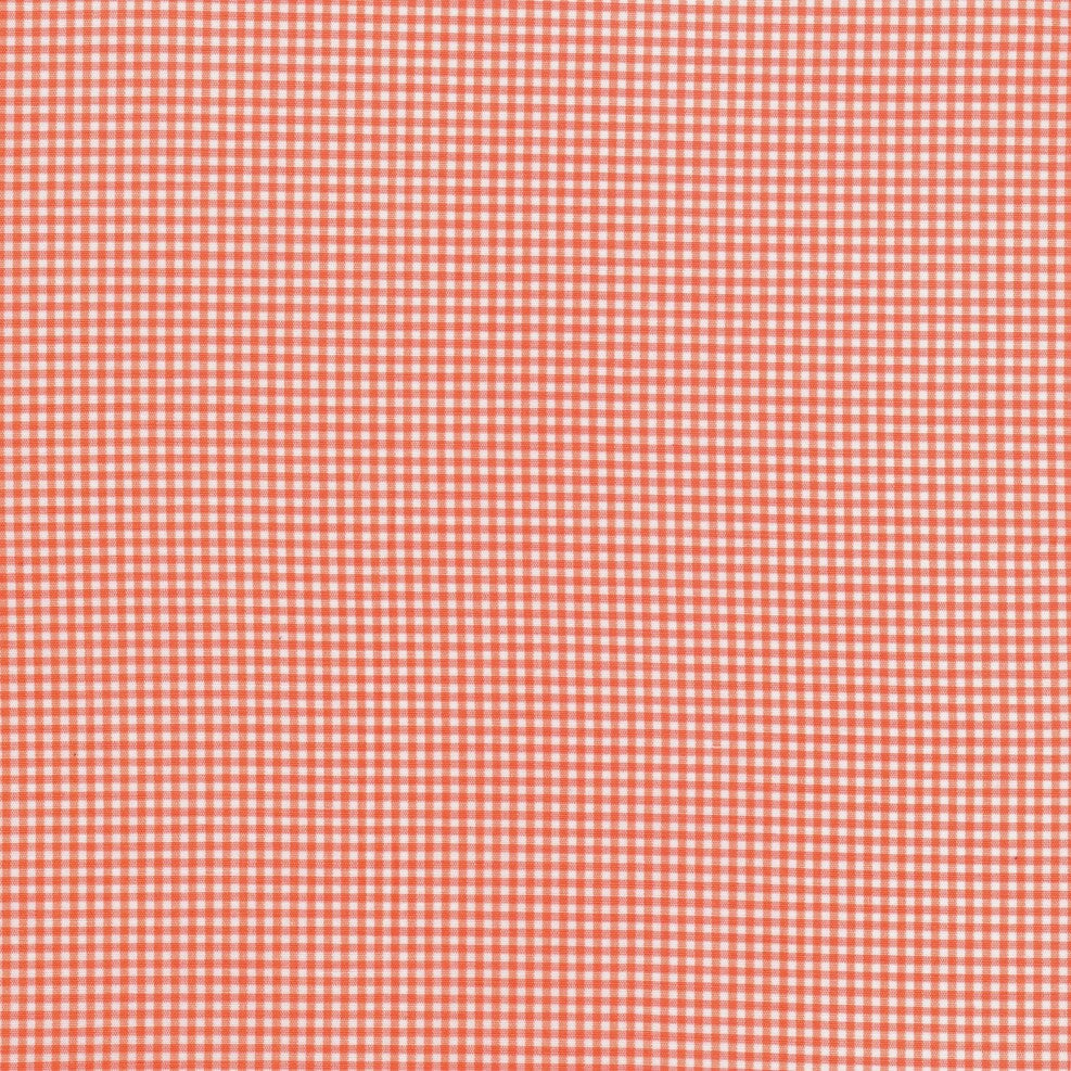 Tela polidacron escocés naranja y blanco a cuadros gingham, ideal para uniformes escolares, SchoolLine.