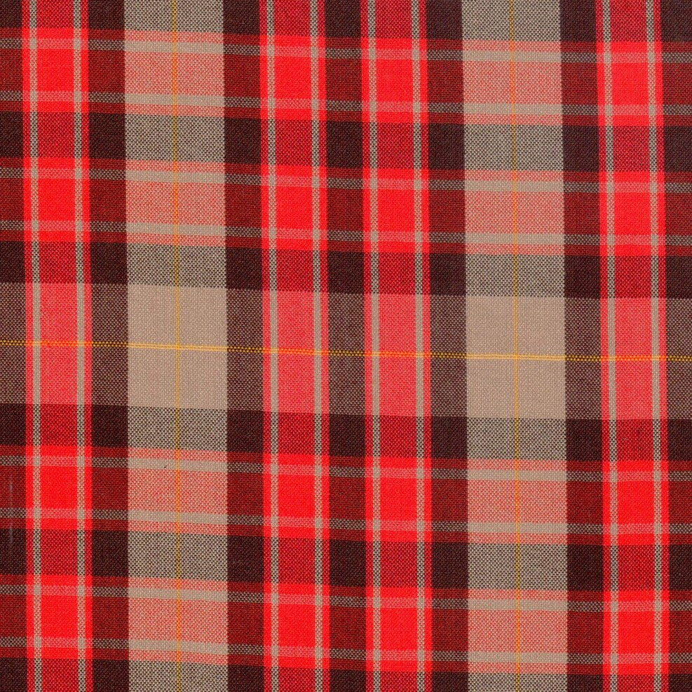 Tela para uniforme polidacron escocés roja con beige y negro, de la marca SchoolLine.