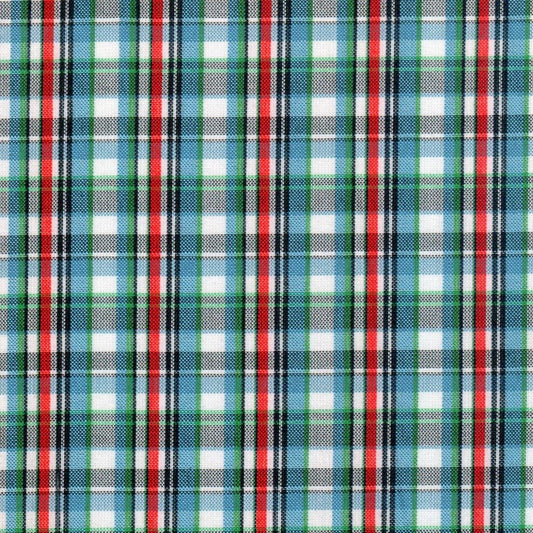 Tela para uniforme polidacron escocés de SchoolLine, plaid azul, verde y rojo, tela textil para uniformes escolares e institucionales