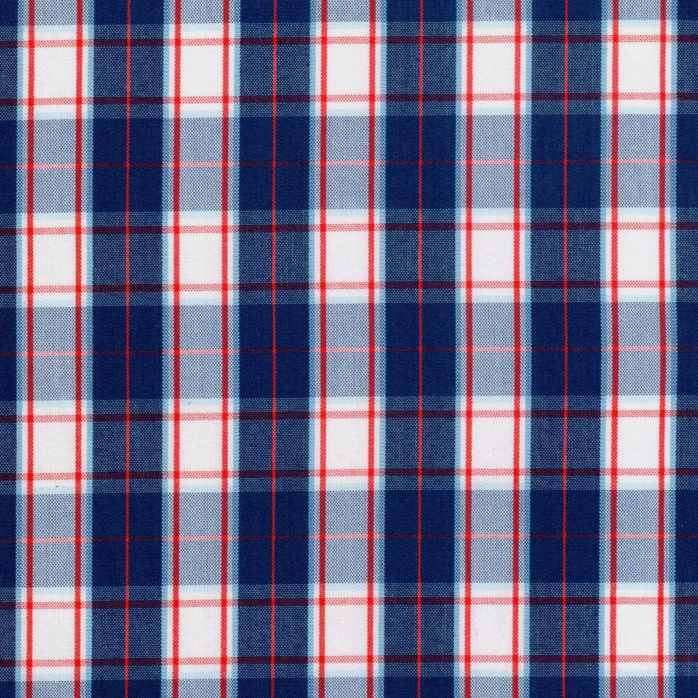Tela para uniforme polidacron escocés azul marino/azul claro, blanco y rojo; ideal para uniformes escolares e institucionales SchoolLine