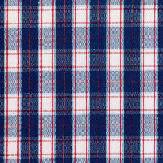 Tela para uniforme polidacron escocés azul marino/azul claro, blanco y rojo; ideal para uniformes escolares e institucionales SchoolLine