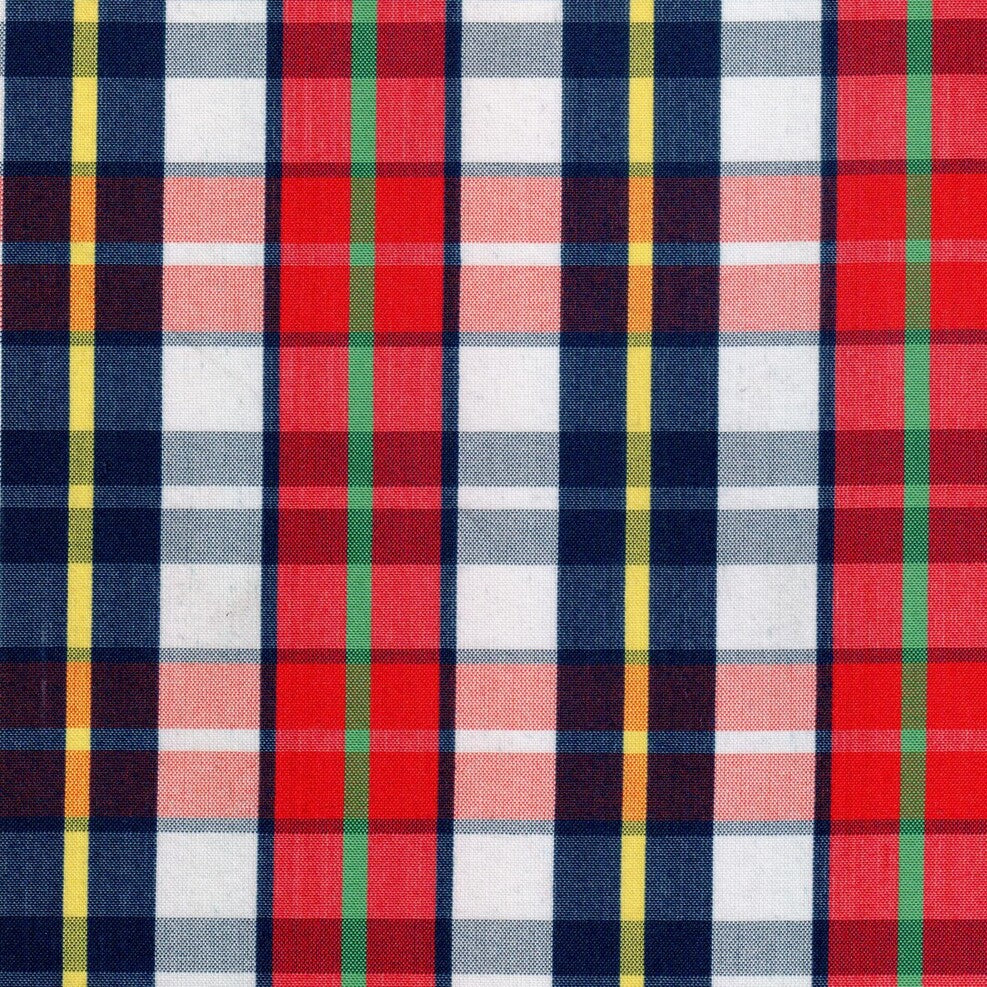 Tela para uniforme polidacron escocés de SchoolLine, tela a cuadros rojo, azul marino y verde, ideal para uniformes escolares e institucionales.