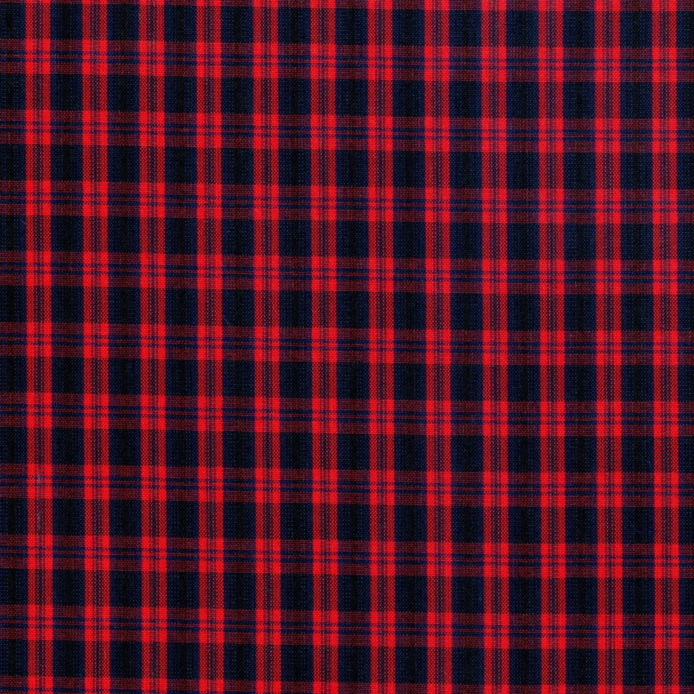 Tela de uniforme polidacron escocés azul marino y rojo, estampado tartán; ideal para uniformes escolares e institucionales SchoolLine