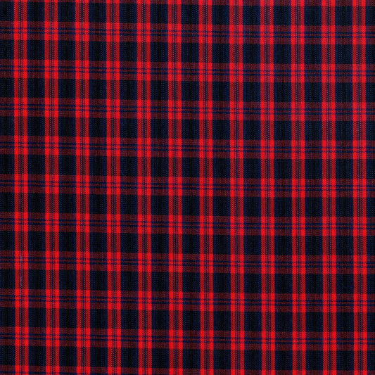 Tela de uniforme polidacron escocés azul marino y rojo, estampado tartán; ideal para uniformes escolares e institucionales SchoolLine