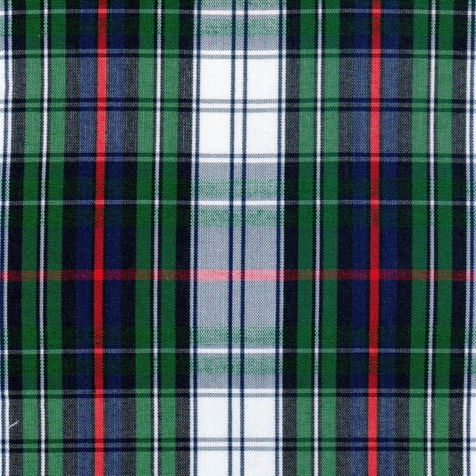 Tela escolar escocés de polidacrón, cuadros verde, azul y rojo; ideal para uniformes institucionales – SchoolLine.