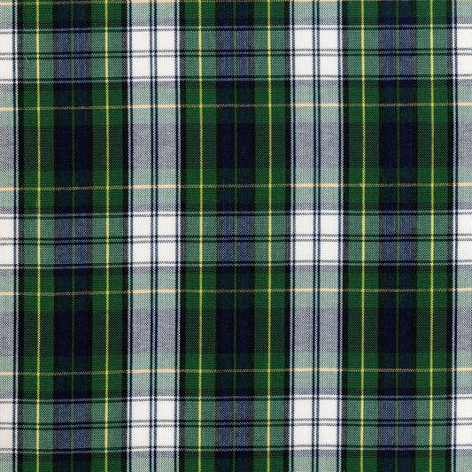Tela escocés tartán verde, azul y blanco con líneas amarillas; ideal para uniformes escolares e institucionales SchoolLine