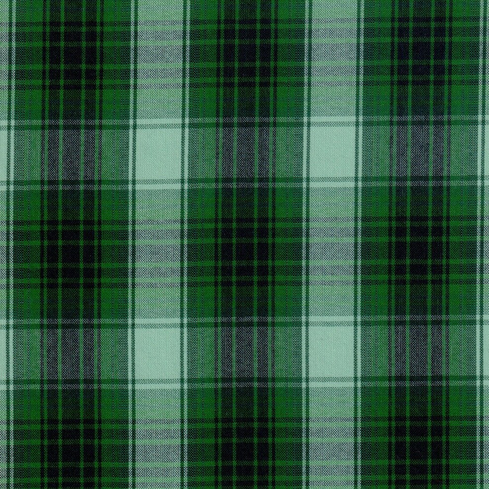 Tela de escocés verde con cuadros oscuros, ideal para uniformes escolares e institucionales; SchoolLine.
