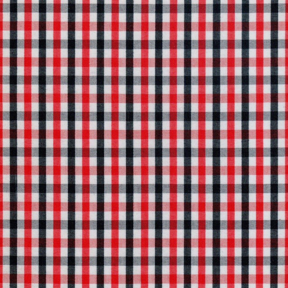 Tela polidacron escocés para uniformes escolares e institucionales, cuadros rojo negro blanco — SchoolLine