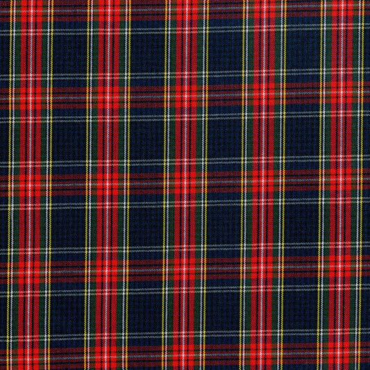Tela para uniforme polidacron escocés SchoolLine en tartán rojo, verde y azul, tela textil para uniformes institucionales