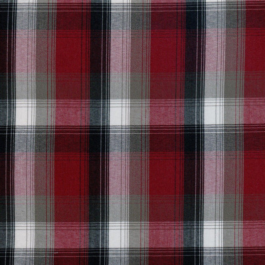 Tela para uniforme polidacron escocés de SchoolLine en patrón tartán rojo, negro y gris.