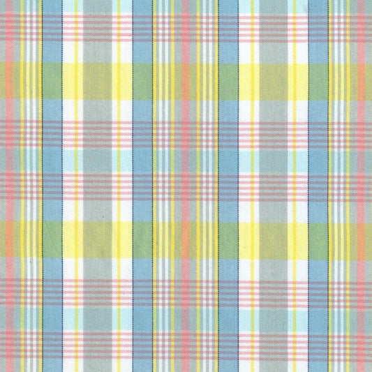 Tela polidacron escocés SchoolLine con cuadros multicolor (azul, amarillo, rosa y verde) para uniformes escolares e institucionales.