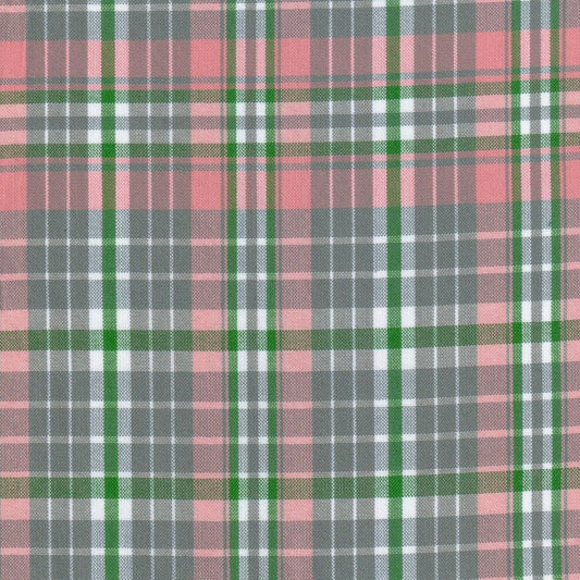 Tela para uniforme SchoolLine escocés rosa/verde gris, diseño tartán, ideal para uniformes escolares e institucionales.