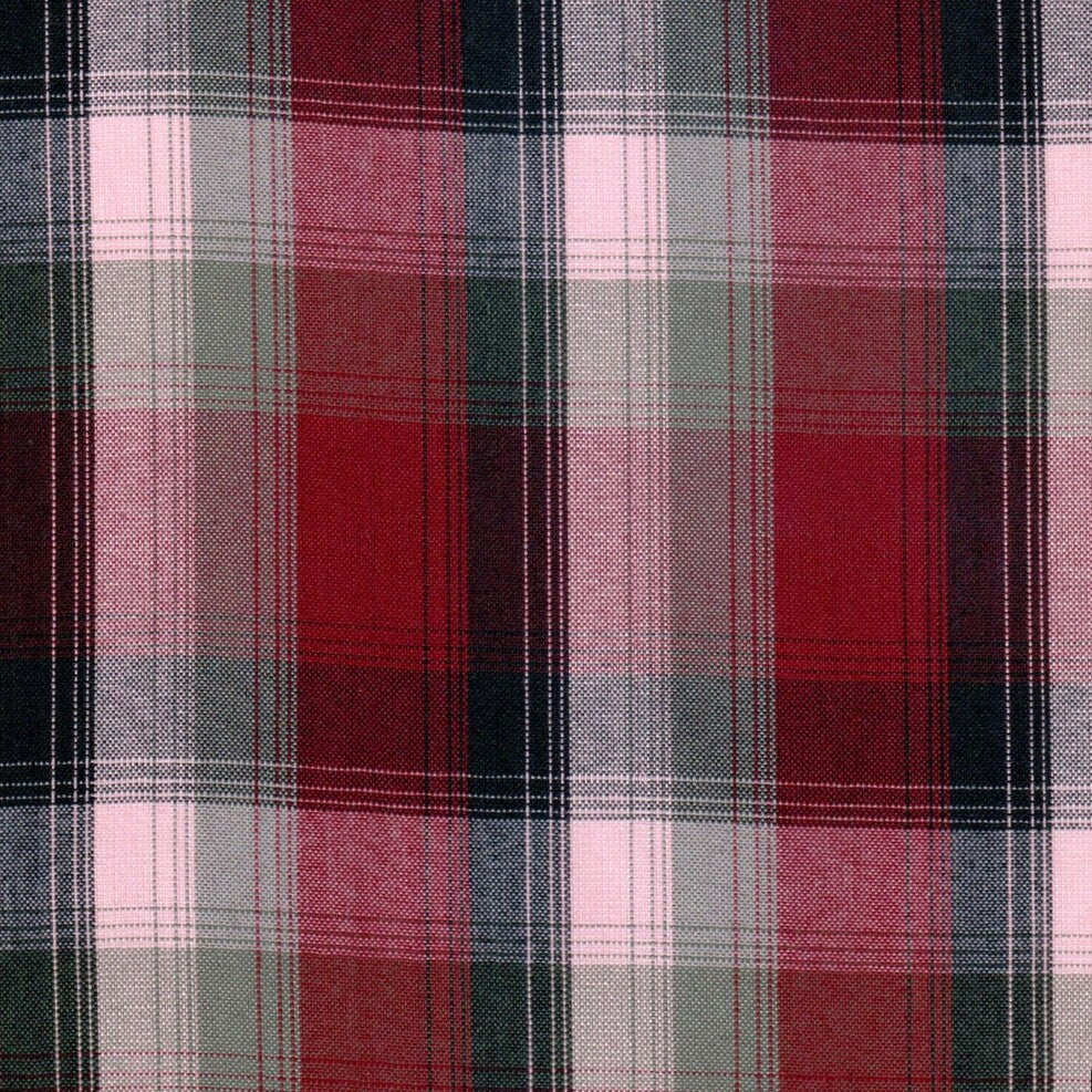 Tela polidacron escocés a cuadros en rosa, rojo, gris y negro; ideal para uniformes escolares e institucionales SchoolLine