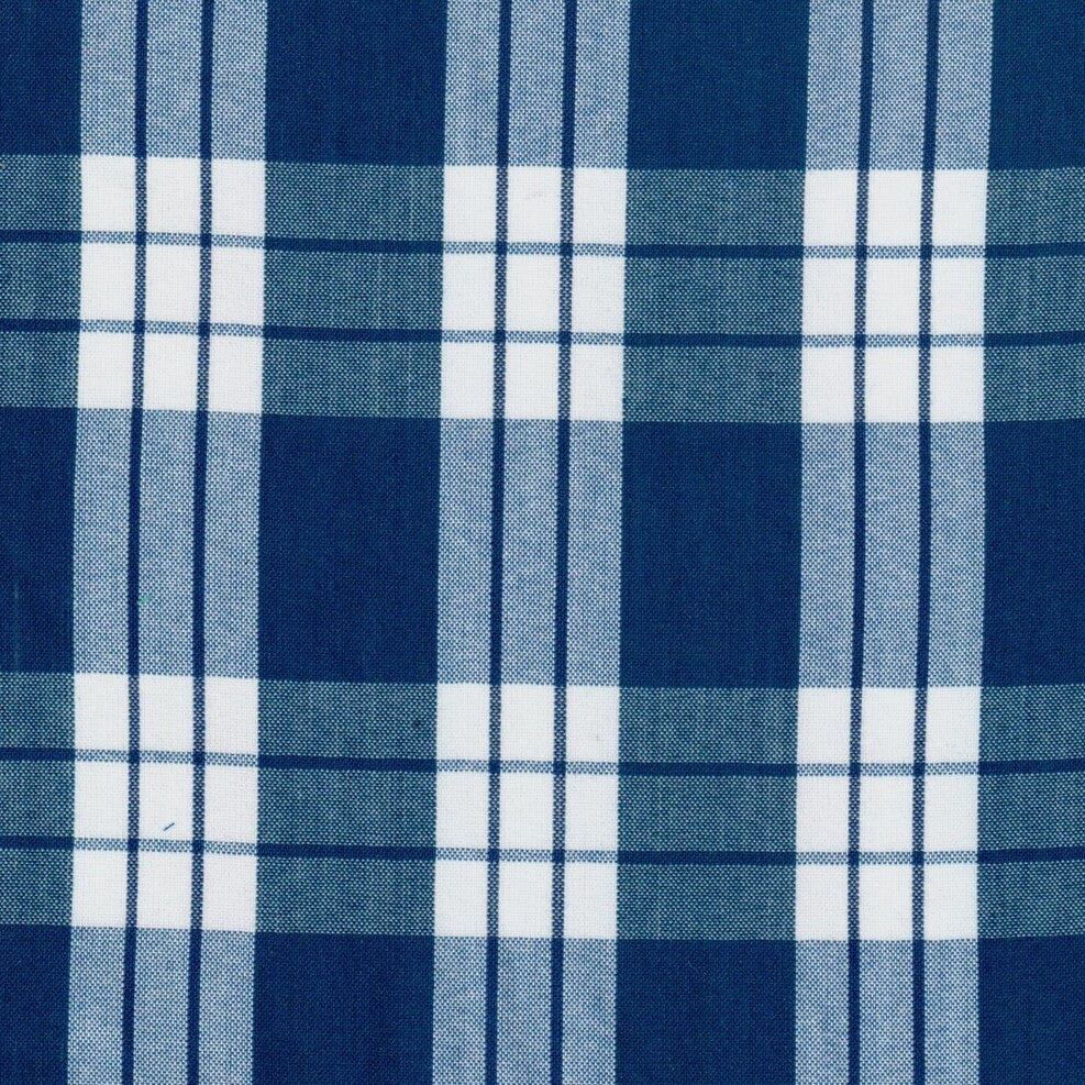 Tela polidacron escocés azul y blanco de SchoolLine para uniformes escolares.