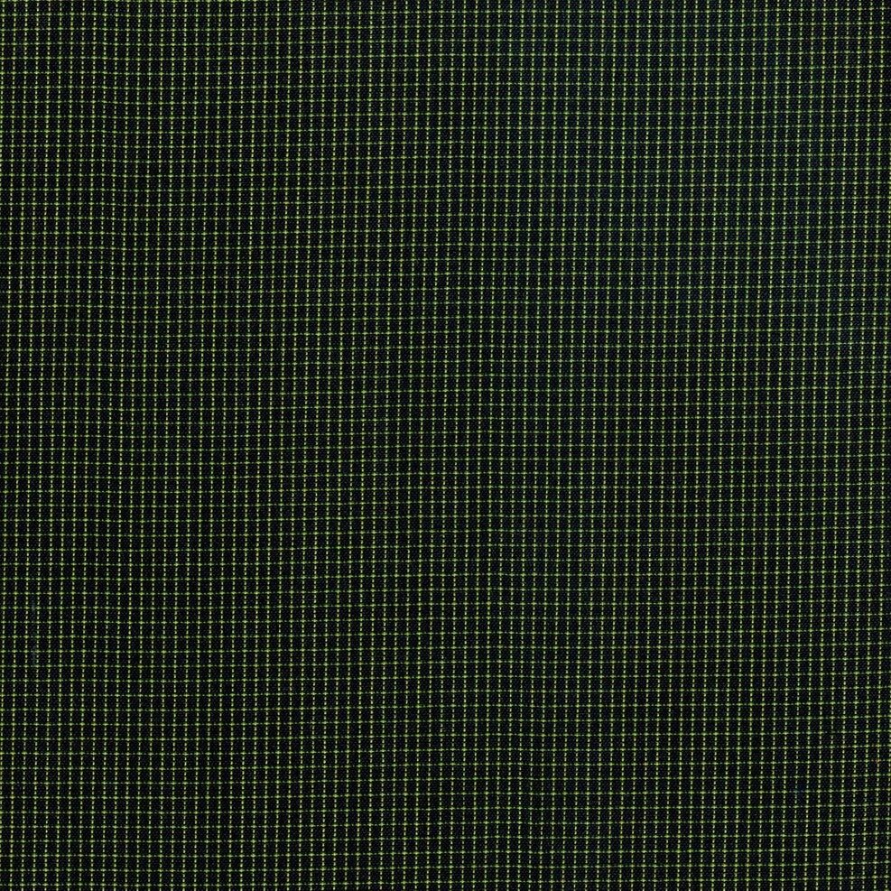 Tela para uniforme polidacron escocés SchoolLine, tela negra con cuadritos verde lima, ideal para uniformes escolares e institucionales.