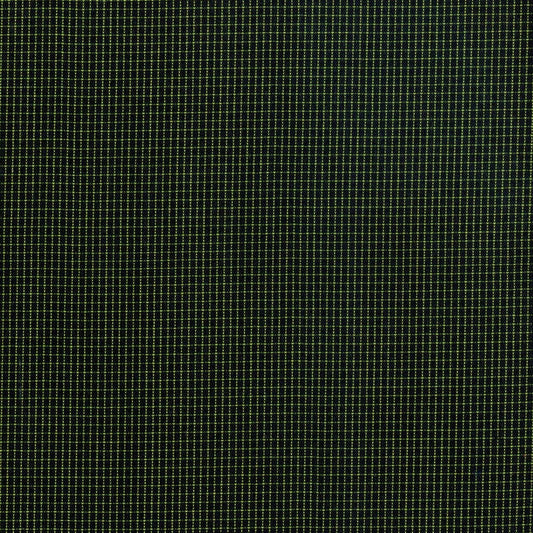 Tela para uniforme polidacron escocés SchoolLine, tela negra con cuadritos verde lima, ideal para uniformes escolares e institucionales.